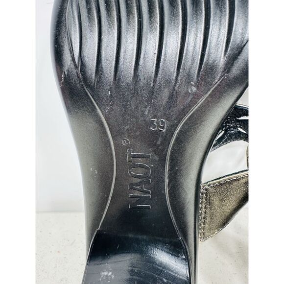NAOT Strappy Slip On Wedge Sandals Womens Metallic Wedge Heel Cushioned Sz 39-8 - Picture 8 of 8